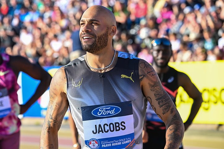 Lamont Marcell Jacobs, cette fois, est attendu au contour. © KEYSTONE/EPA COMPIC/KIMMO BRANDT